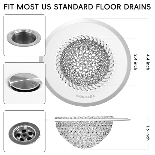 Hair Trap for Shower Drain, 4.4" Anti-Clog Tub Drain Cover, Silvery White | Reversible Flip Clean, Anti-Clog Mesh, Fast Drainage, Anti-Slip Base, Rust-Proof, for Bathtub & Shower Drains, Patented - color: Silvery White