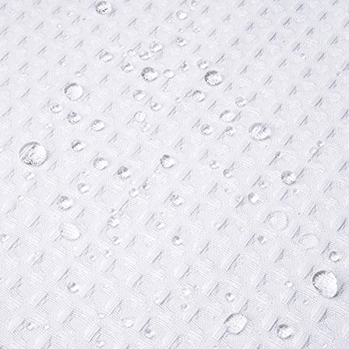 RiverDream Heavyweight Waffle No Hook Shower Curtain with Liner,White,71x86 | Dotted Waffle,Snap-in Liner,Heavy Duty,Quick Dry,Mesh Top Window,With Bottom Magnets,Hotel-Grade,Washable,Extra Long Size - color: White, size: 71"W x 86"L (Pack of 1)