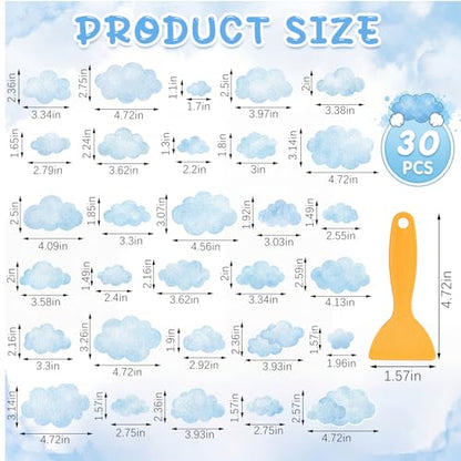 Fullhawl 30 Pcs Cloud Non Slip Shower Stickers, Bathtub Safety | 30 Pack Cloud Pattern, Soft Decorative Style, Non Slip Texture, Helps Improve Bathtub Safety for Daily Use - style: Cloud