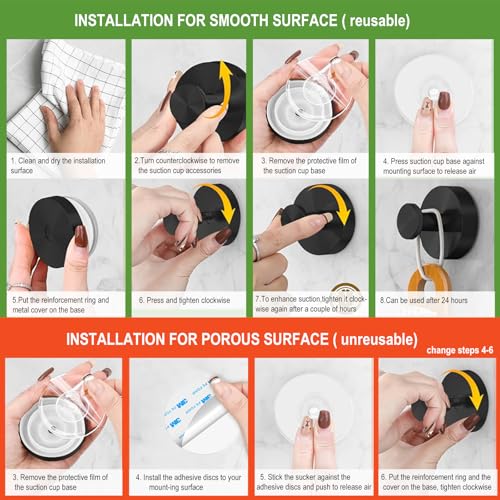ZESLMG Suction Cup Hooks for Shower, Bronze Wreath Hangers for Front Door Glass Window Bathroom Kitchen Wall, Removable Towel Holder Bath Robe Loofah Coat Hooks No Damage for Hanging, 2 Pack