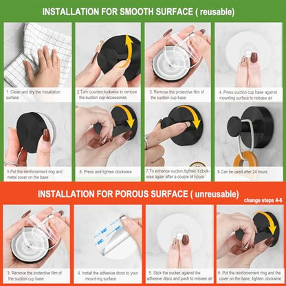 ZESLMG Suction Cup Hooks for Shower, Bronze Wreath Hangers for Front Door Glass Window Bathroom Kitchen Wall, Removable Towel Holder Bath Robe Loofah Coat Hooks No Damage for Hanging, 2 Pack