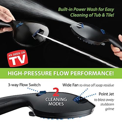 AquaCare 8-mode High Pressure Handheld Shower Head with 2-mode Power Wash | Stay Clean Nozzles, Dual Power Wash for Tub, Tile & Pets, Long 6 ft. Stainless Steel Hose, Wall & Overhead Brackets / Bronze - color: Oil Rubbed Bronze, style: 2.5 Gallon Per Minu