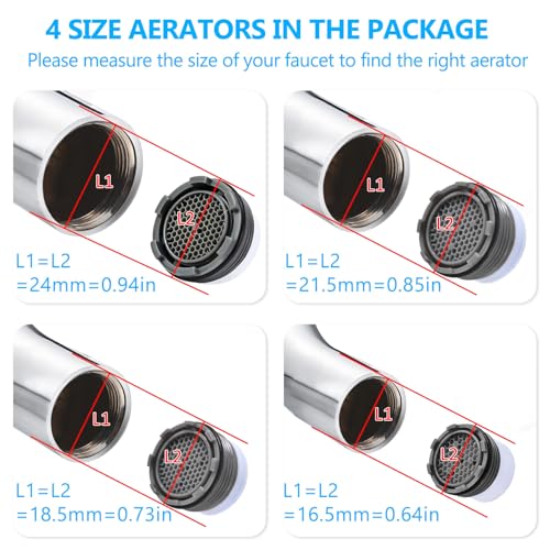 12 PCS Faucet Aerator Set, M16.5, M18.5, M21.5, M24, Kitchen & Bathroom Sink Aerator Replacement with Key Removal Wrench Tool - style: 16.5MM+18.5MM+21.5MM+24MM