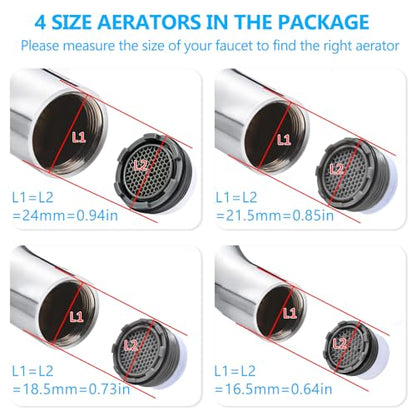 12 PCS Faucet Aerator Set, M16.5, M18.5, M21.5, M24, Kitchen & Bathroom Sink Aerator Replacement with Key Removal Wrench Tool - style: 16.5MM+18.5MM+21.5MM+24MM