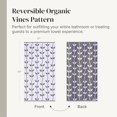 Modern Threads 6 Piece Bath Towel Set – Bathroom Set with 2 Bath Towels, 2 Hand Towels, and 2 Wash Cloths – 100% Cotton, Super Absorbent & Extra Soft – Reversible Natural Vine (Purple) - color: Purple