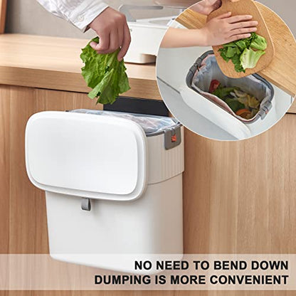 ELPHECO Hanging Trash Can with Lid, 2.5 Gallon, Kitchen Compost Bin | Wall-Mounted Garbage Can, Small Plastic Trash Bin, Under-Sink Wastebasket for Cupboard, Countertop and Cabinet Door - size: 2.5 Gallon