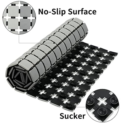 BEMISO Shower Mat Non Slip Bathtub Mat 33.4 x 15.7 Inch Large Size | Suction Cups,Drain Holes,Easy Dry,Easy to Cut - color: Gradient Grey, size: 33.4 x 15.7 inches