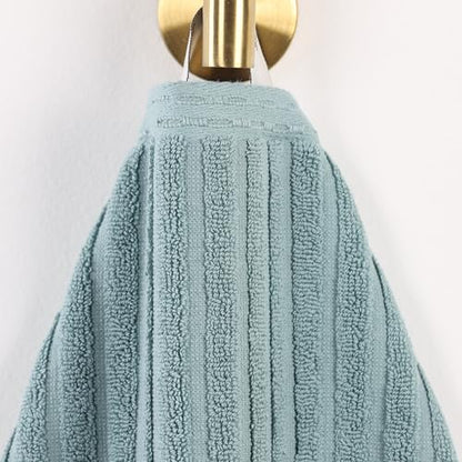 SUPERIOR Cotton 2-Piece Solid and Ribbed Bath Towel Set, Bath Towels- 27" x 54", Basil - color: Basil, size: Bath Towel 2-Pack