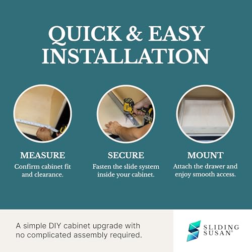 White Melamine Pull-Out Cabinet Drawer Organizer 12" W x 21" D | Heavy Duty (100Lbs) Pullout Inserts with Sturdy MDF Core, Soft Close Sliding Shelf for Kitchen and Storages, Fully Assembled - size: 12x21x3