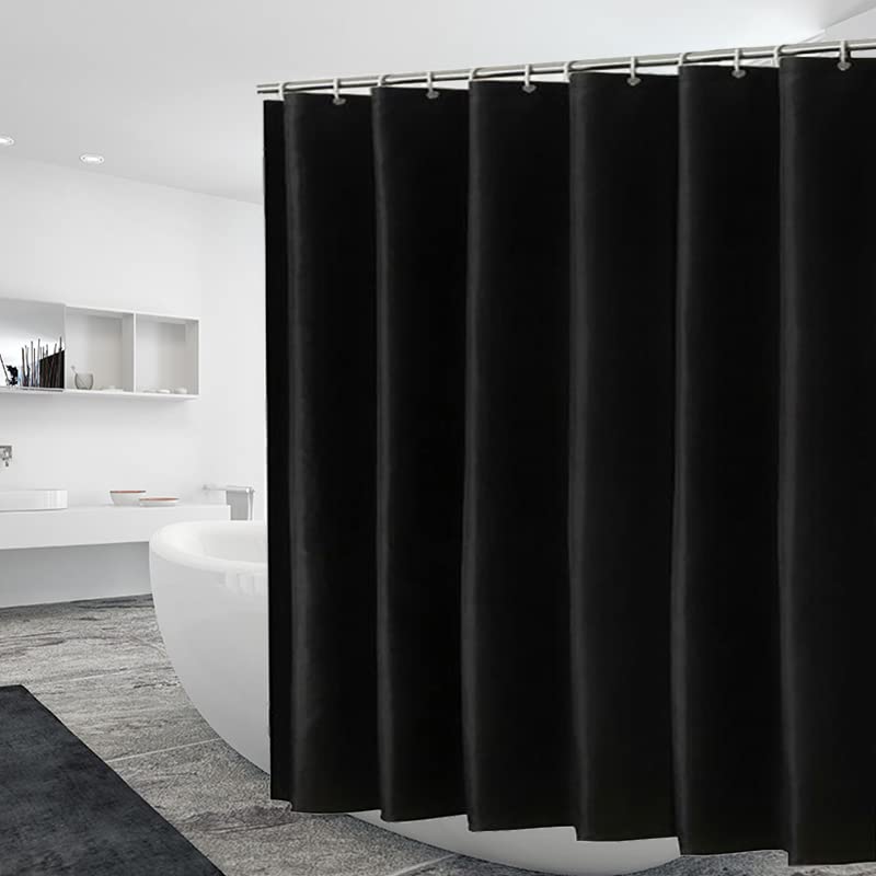 Shower Curtain Liner 72 x 72, Plastic Waterproof 4G Lightweight Shower Liner for Bathroom, with Grommets Holes and 3 Heavy Duty Magnetic Weights - color: Black