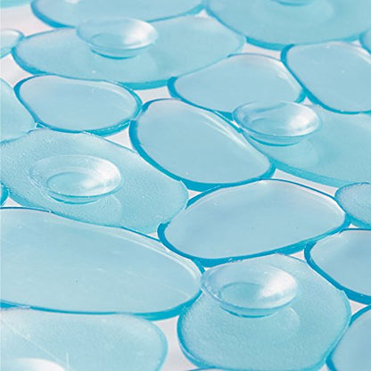 iDesign Pebblz Suction Non-Slip Bath Mat, Blue, Set of 1 | For Shower Bathtub and Stall - color: Blue