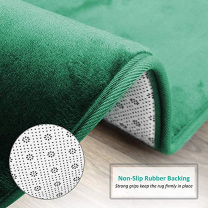Clara Clark Bathroom Rugs, Ultra Soft Plush Bath Mat for Bathroom, Non-Slip, Velvet Memory Foam Bath Rugs, 20 x 32, Solid Hunter Green