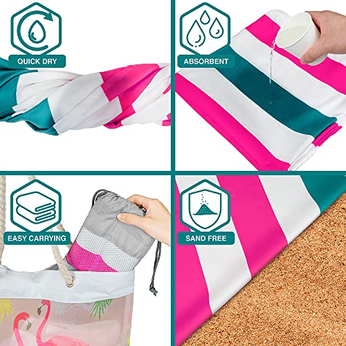 SUN CUBE Microfiber Beach Towel Quick Dry with Carry Bag, Pink 78x35 Inch | Quick Dry and Free Microfiber Towel, Lightweight Packable Swim Towel for Beach, Pool, Camping, Cruise, Travel - color: Pink, size: 78.00" x 35.00"