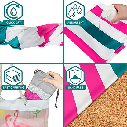 SUN CUBE Microfiber Beach Towel Quick Dry with Carry Bag, Pink 78x35 Inch | Quick Dry and Free Microfiber Towel, Lightweight Packable Swim Towel for Beach, Pool, Camping, Cruise, Travel - color: Pink, size: 78.00" x 35.00"