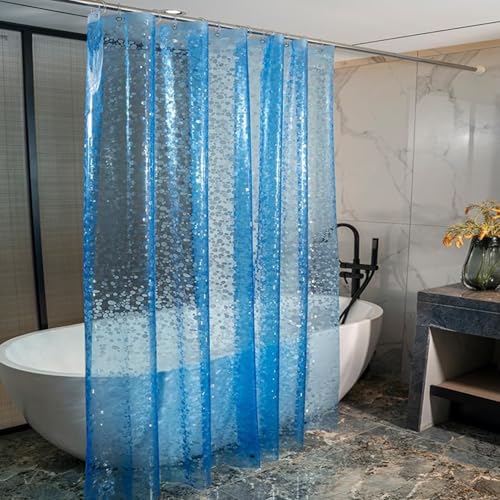 Shower Curtain Liner, Waterproof EVA 3D Shower Curtains with Duty Heavy Bottom Magnets and Rust Proof Grommets, Weighted Shower Liner for Shower Stall, Bathtubs - color: Blue Pebble, size: 72"W x 78"L (Pack of 1)