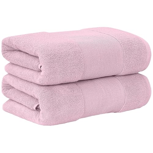 Modern Threads - Air Cloud 2-Pack 100% Zero-Twist Cotton Bath Sheet Set - Super Absorbent & Quick Dry - 500 GSM - Soft & Plush, Pink - color: Pink, size: 2-Pack Bath Sheet
