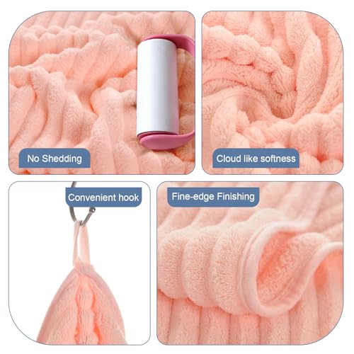ZVH Hand Towels for Bathroom 6pcs 14X29.5inch,Quick Dry Microfiber,Super Soft,Hand Towels with Hanging Loops for Spa,Kitchen,Hotel (Pink, Set of 6) - color: Pink