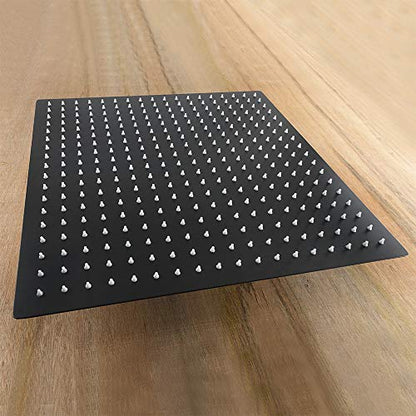 NearMoon Rain Shower Head, High Flow Stainless Steel Square Rainfall Shower, Waterfall Bath Shower Body Covering, Ceiling or Wall Mount (16 Inch, Matte Black) - color: Matte Black, size: 16 Inch Square