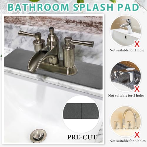 Tioncy 2 Pcs Faucet Mat Sink Splash Guard Oval-hole Oval Splash Pad for Kitchen Sink Oval Base Diatomite Faucet Mat for Bathroom Absorbent Mat Splatter Screens(Dark Gray) - color: Dark Gray