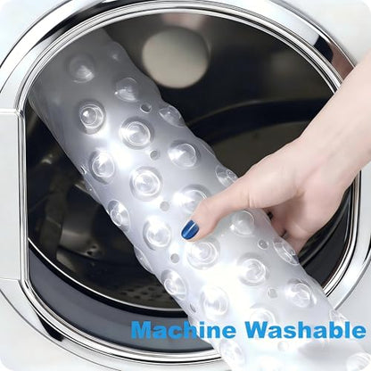 Anti Slip Bathtub Mat,Non Slip Bath Mat,16x35 Inch Extra Long Tub Mat,Machine Washable Bathroom Shower Mat with Suction Cups and Drainage Holes,Soft on Feet (White) - color: Clear White