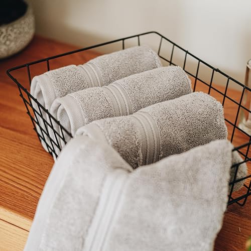 Milara Turkish Super-Plush Wash Cloths Set 4-Piece | Premium 100% Cotton Washcloths Absorbent, Durable with Hanging Loops | Silver Gray Bath Washcloths, (13 x 13 Inch) - color: Silver Gray, size: Wash Cloth (4 Pcs) - 13" x 13"