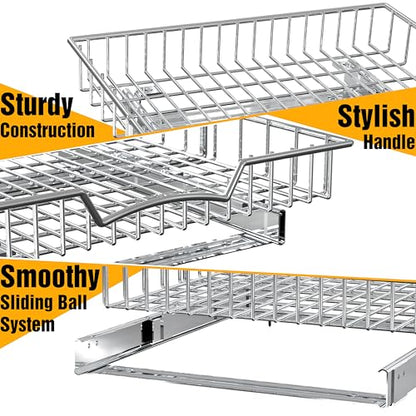 Simple Houseware Under Cabinet Pull Out Sliding Shelf Drawer, 18Dx17W | for Kitchen Organizer - size: 18" D x 17" W