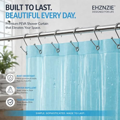 EHZNZIE Aqua Shower Curtain Liner 72x72, PEVA Waterproof Bath Curtain, No Chemical Smell, 3 Weighted Magnets, Durable with Rustproof Metal Grommets - color: Aqua, size: 72"W x 72"L (Pack of 1)