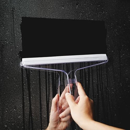 New Talent 2 PCS Shower Squeegee Transparent, for Shower Glass, Shower Doors, Bathroom, Window and Car Glass(1 Large and 1 Small) - color: Clear & White