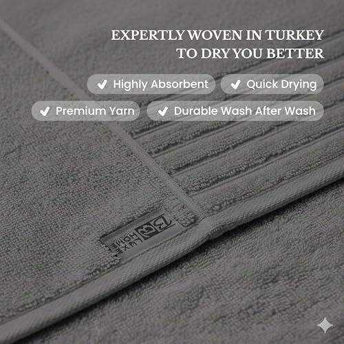 BW Luxe Home - 100% Soft Turkish Cotton 6 Piece Gray Towel Set (2 Bath, 2 Hand, 2 Wash). 600 GSM, Combed Natural Yarn for Fast Drying & Excellent Absorption. Hotel & Spa Luxury Quality. - color: Oxford Gray