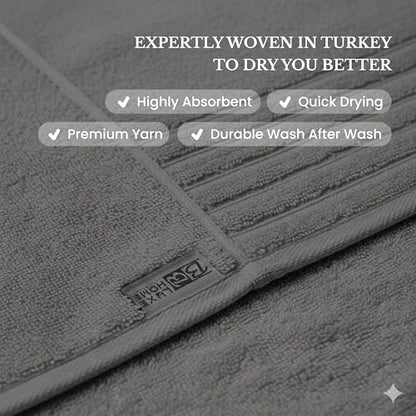 BW Luxe Home - 100% Soft Turkish Cotton 6 Piece Gray Towel Set (2 Bath, 2 Hand, 2 Wash). 600 GSM, Combed Natural Yarn for Fast Drying & Excellent Absorption. Hotel & Spa Luxury Quality. - color: Oxford Gray