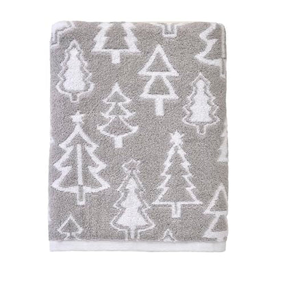 SKL Home Christmas/Winter Mod Tree Bath Towel, 100% Cotton, Gray | 500 GSM weight. Soft & absorbent. Reversible jacquard pattern. Great for holiday gifting. - color: Mod Tree (Gray), style: Bath Towel