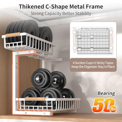 Under Sink Organizer, Under Sink Organizers and Storage, 2-Tier Pull Out Under Cabinet Organizer Storage Shelf, Metal Frame, Height Adjustable Rack for Bathroom Kitchen Pantry - style: White, 1-Pack
