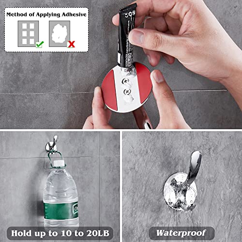 Adhesive Coat Hooks Stainless Steel Self Adhesive Robe Towel Bathroom Kitchen Wall Hook No Screws Damage Free