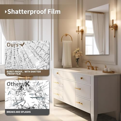18x24 Frameless Rectangular Bathroom Vanity Mirror | 0.8-Inch Beveled Edge - color: Rectangular, size: 18"L x 24"W