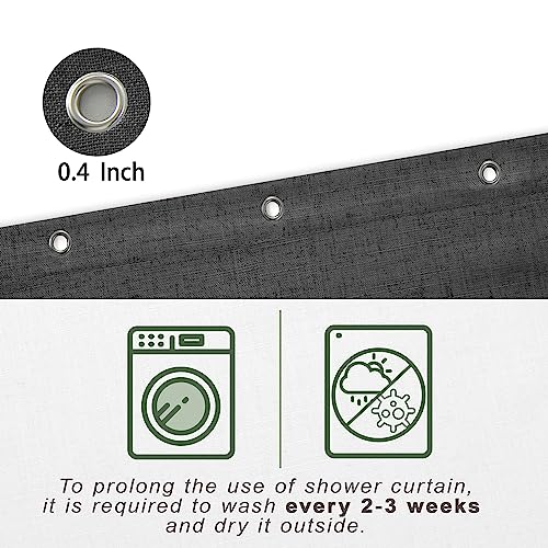 KOUFALL Dark Grey Shower Curtains for Bathroom Set with Hooks,Waterproof Linen Cloth Fabric Shower Curtain,Charcoal Grey,72x72 Inch - color: Dark Grey, size: 72"W x 72"L (Pack of 1)