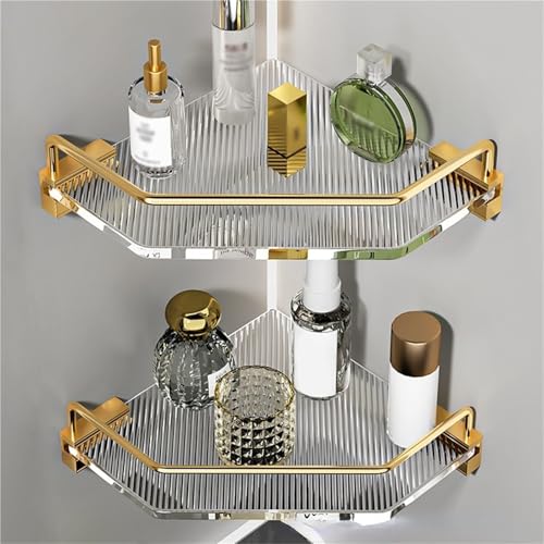 Bathroom Shelves Metal Acrylic Electroplating Wall Hanging Corner Shelf Waterproof Strong Bearing Shower Shelf(A) - color: A