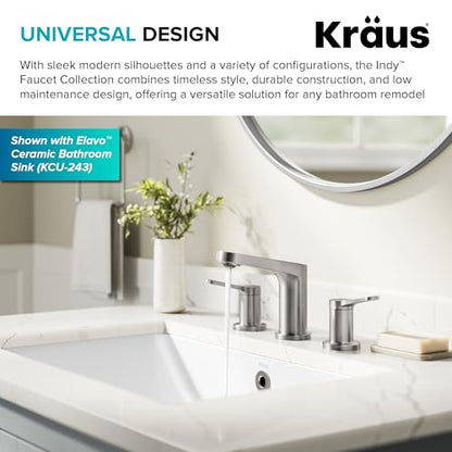 KRAUS Indy Widespread Bathroom Faucet in Spot-Free Brushed Nickel with 2 Handles, Pop Up Drain and Supply Lines, FUS-14103SFBN - color: Spot Free Brushed Nickel, style: Widespread
