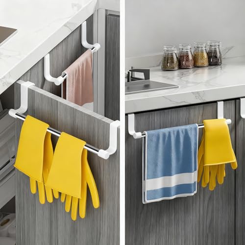 Over Door Towel Rack,Stainless Steel Kitchen Holder for Cabinet & Cupboard,Dish Towel Hanger Bar,Silver - color: Silver