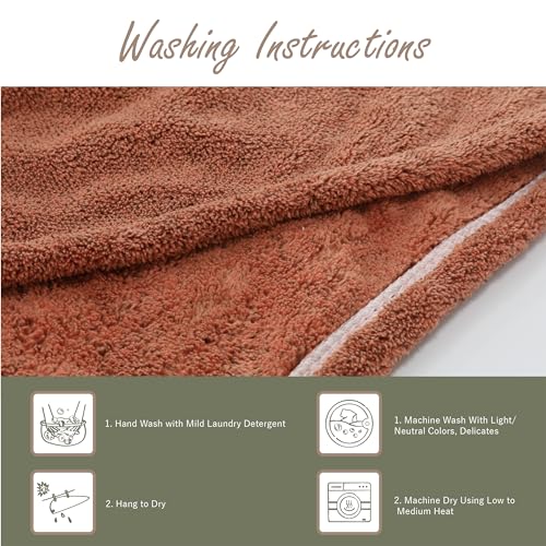 myHomeBody Hair Towel Wrap, Quick Drying Turban, Absorbent Cap – Cinnamon | Hair Turban Towel for wet hair, Ultra Soft Charcoal Fiber Cap, Towel Head Wrap for bathing with Coconut Shell Button - color: Cinnamon