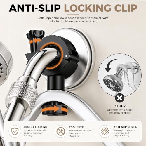 3-Tier Hanging Shower Caddy, Stainless Steel with Dual Clamp, Silver | Heavy-duty stainless steel, adjustable shelves for large families, Rustproof, tool-free install, Fits handheld showerheads - color: 3 Tier-Silver