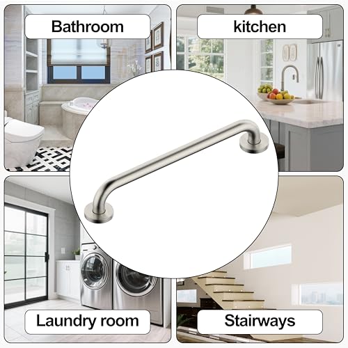 16 Inch Grab Bar 304 Stainless Steel Anti-Slip Bathroom Safety Handrail Wall Mount Assist Grip for Elderly Handicap Bathtub Shower Toilet,GB-4023-BN,Brushed Nickel - color: Brushed Nickel