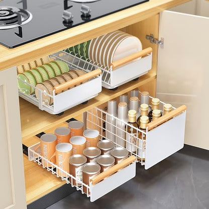 Pull-Out Dish Rack for Cupboard, Slide Out Dish Drying Rack for Kitchen Cabinets, Pull Out Drawer for Kitchen Under Sink Organizer (Bowl Rack Extra-Large) - size: Extra-Large Bowl Rack