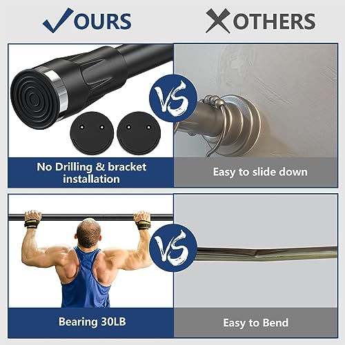 Shower Curtain Rod With Holders, 42 to 100 inch Tension Shower Curtain Rod No Drilling Adjustable Black Shower Rods - size: 40-100"