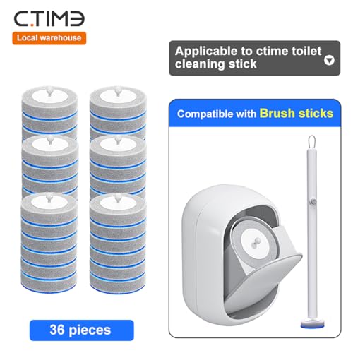 CTIME - 36 Replacement Toilet Brush Heads, Suitable for Bathrooms and Toilets - size: 36 replacement heads