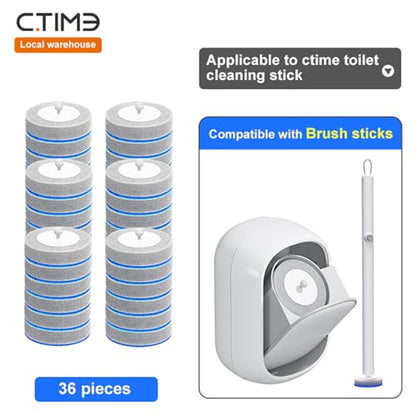 CTIME - 36 Replacement Toilet Brush Heads, Suitable for Bathrooms and Toilets - size: 36 replacement heads