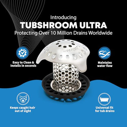 TubShroom Ultra Revolutionary Bath Tub Drain Protector Hair Catcher/Strainer/Snare Stainless Steel, Single Pack - style: Stainless Single