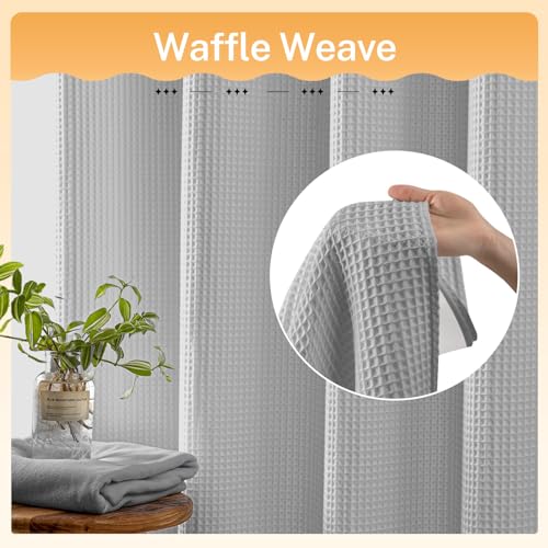 River Dream Gray Cotton Blend Fabric Shower Curtain Set with Liner, 71x74 | Waffle Weave, No Hook Needed, with Snap in Replacement Liner, Top Sheer Window, Hotel Quality Fabric for Bathroom - color: Lake Wanaka, size: 71"W x 74"L (Pack of 1)