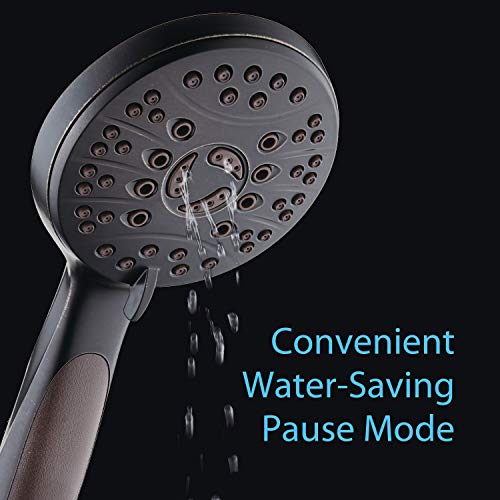 High Pressure 6-setting Luxury Handheld Shower Head, 6 Foot Stainless Steel Hose, Anti Clog Jets, Anti Slip Grip, Top US Brand, Includes Extra Wall Bracket - Oil Rubbed Bronze Finish - color: Oil Rubbed Bronze, style: 2.5 Gallons Per Minute