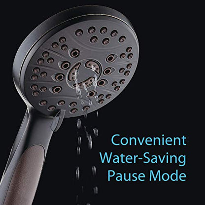 High Pressure 6-setting Luxury Handheld Shower Head, 6 Foot Stainless Steel Hose, Anti Clog Jets, Anti Slip Grip, Top US Brand, Includes Extra Wall Bracket - Oil Rubbed Bronze Finish - color: Oil Rubbed Bronze, style: 2.5 Gallons Per Minute