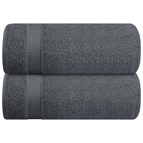 Belizzi Home Cotton 2 Pack Oversized Bath Sheet 35x70, Large Bath Sheet, Ultra Soft, Absorbent, Compact, Eco-Friendly, Recyclable, Quick Drying and Lightweight Towel - Charcoal Grey - color: Charcoal Grey, size: 2 Pack Bath Sheet
